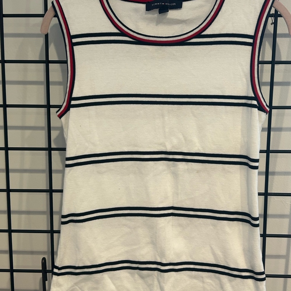 Tommy Hilfiger White Tank Top‎ with Blue Stripes